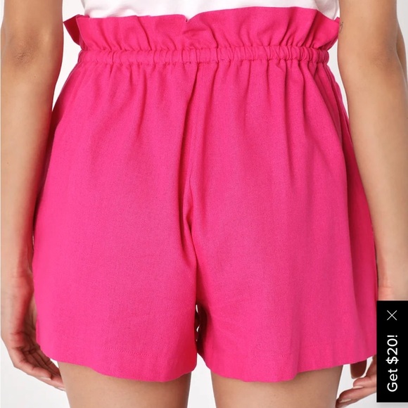 Impromptu Icon Hot Pink Linen Paperbag Waist Shorts - Picture 3 of 6